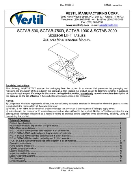 Vestil SCTAB-2500-2040-FP