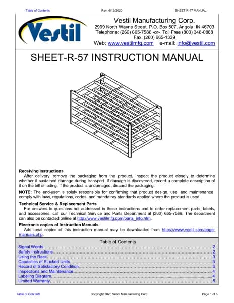 Vestil SHEET-R-57
