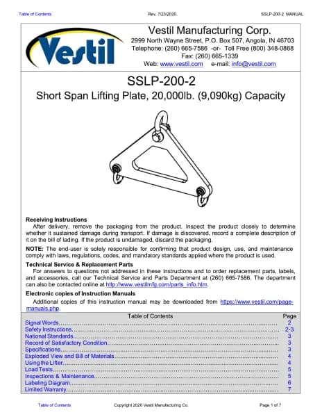 Vestil SSLP-200-2
