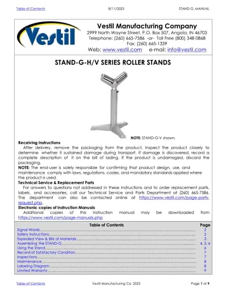 Vestil STAND-G-V