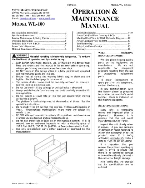 Vestil WL-100-5-68