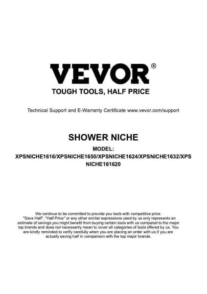 Vevor XPSNICHE161620