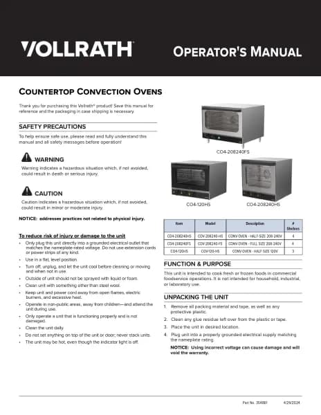 Vollrath CO4-208240HS