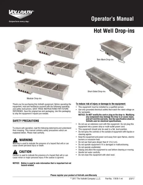 Vollrath Standard Drip Free Flange