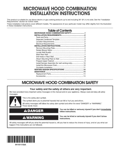 Whirlpool UMV1170LB