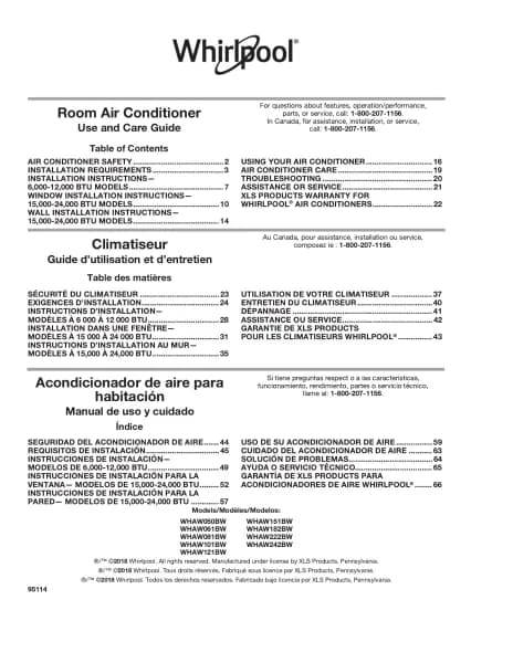 Whirlpool WHAW101CW