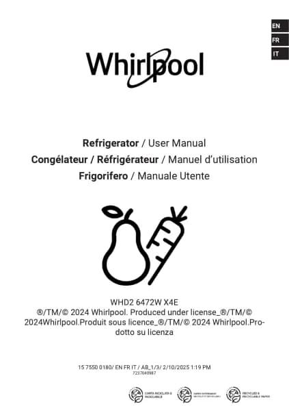 Whirlpool WHD2 6472W X4E