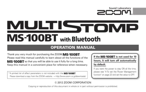 Zoom MultiStomp MS-100BT