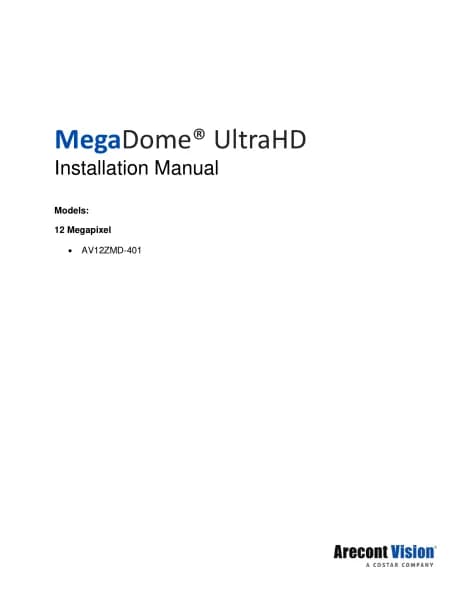 Arecont Vision MegaDome UltraHD AV12ZMD-401